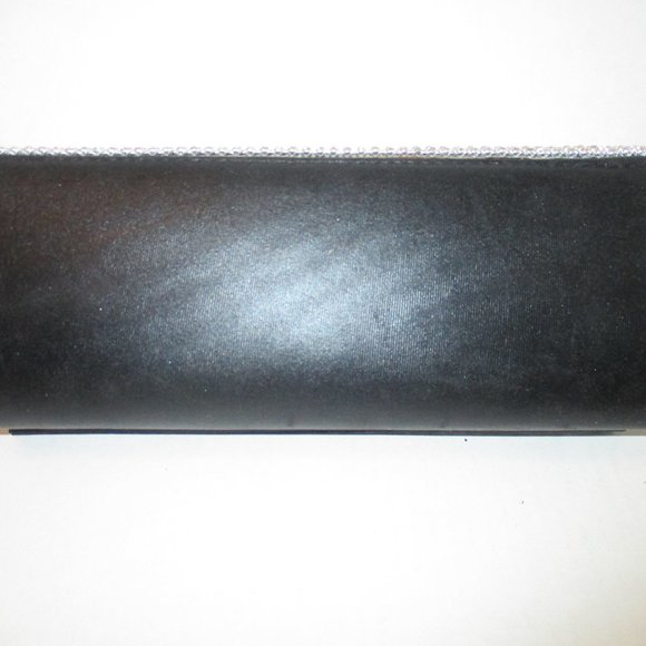 *Vintage Evening Clutch Black Satin with Rhinestone Covered Envelope - Picture 3 of 7